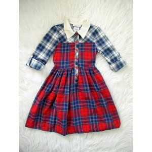VIntage Bonnie Jeans Girls Plaid Dress Red Navy